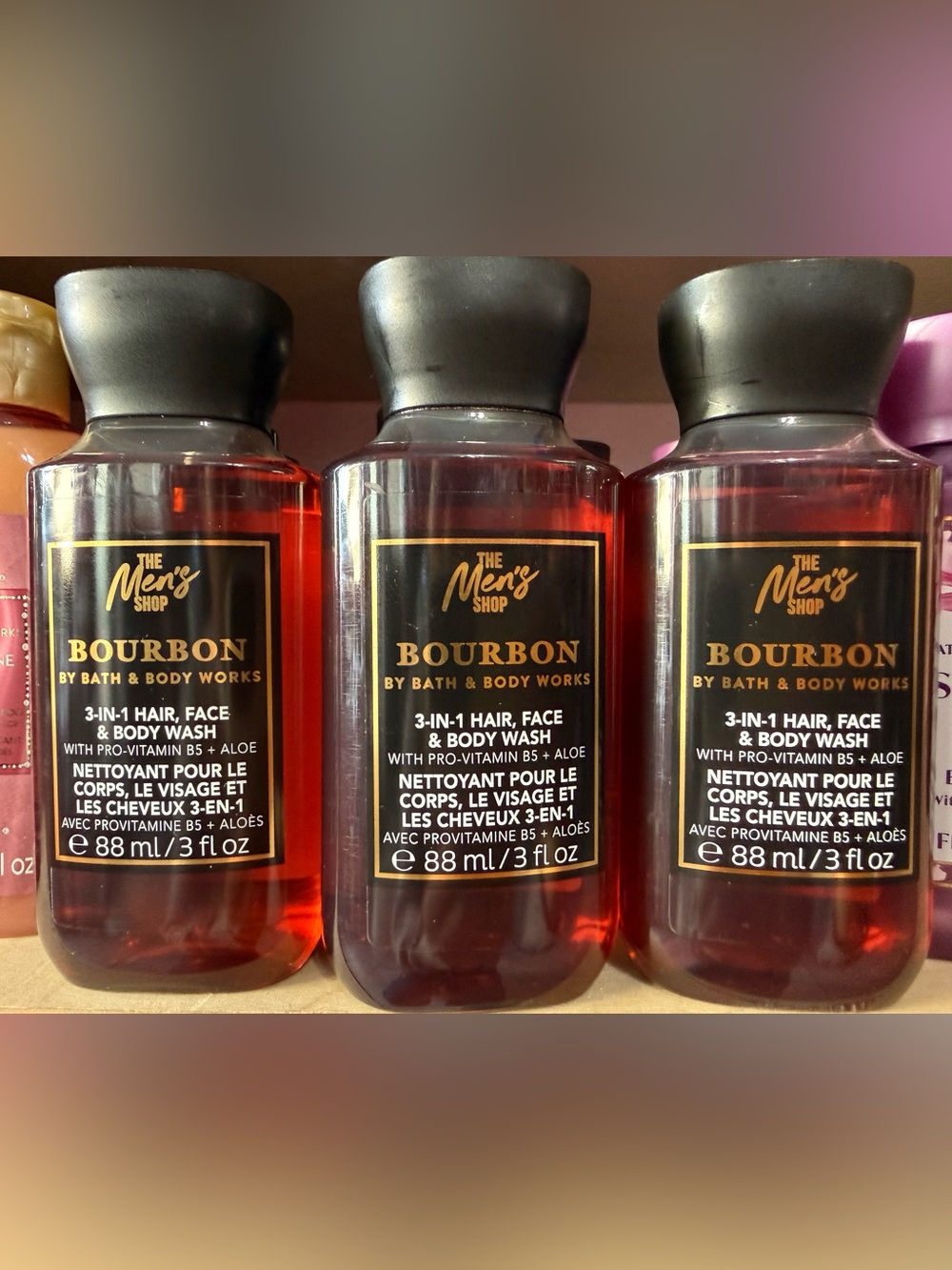New 3 mini Bath & Body Works Bourbon 3-in-1 Body Wash - Amber Brown